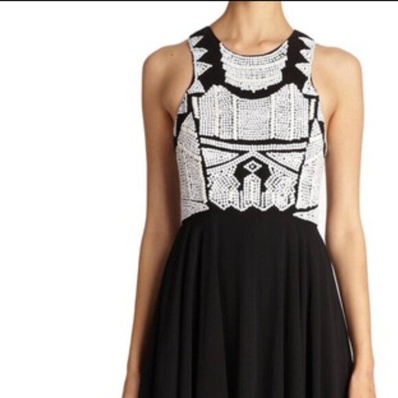 Parker Black White Beaded Maxi Gown Formal Evening Dress Women’s Size 0 - Picture 1 of 11
